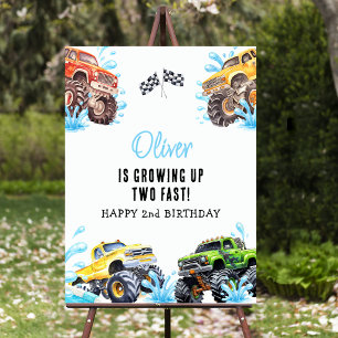 Fun Monster Truck 2nd Birthday Pool Party Foam Board