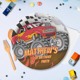 Fun Monster Truck Birthday Paper Plates
