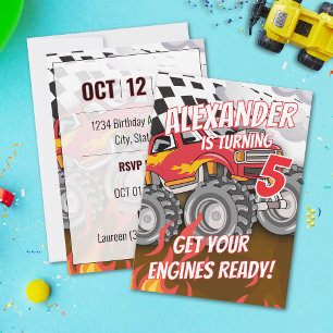 Fun Monster Truck Birthday Party Invitation
