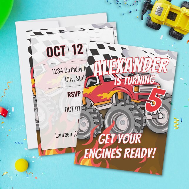 Fun Monster Truck Birthday Party Invitation (Creator Uploaded)