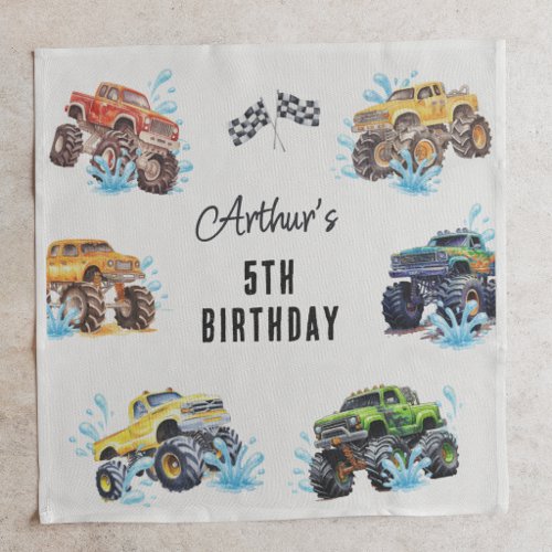 Fun Monster Truck Birthday Pool Party Napkins