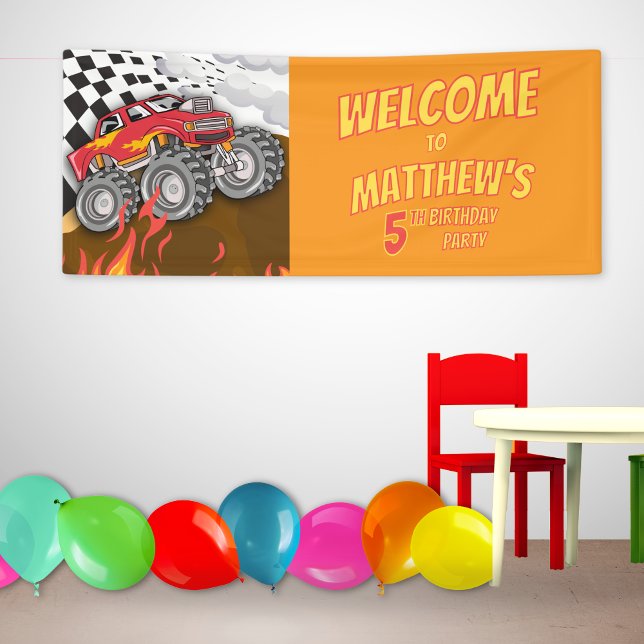  Fun Monster Truck Birthday Welcome Party Banner (Creator Uploaded)