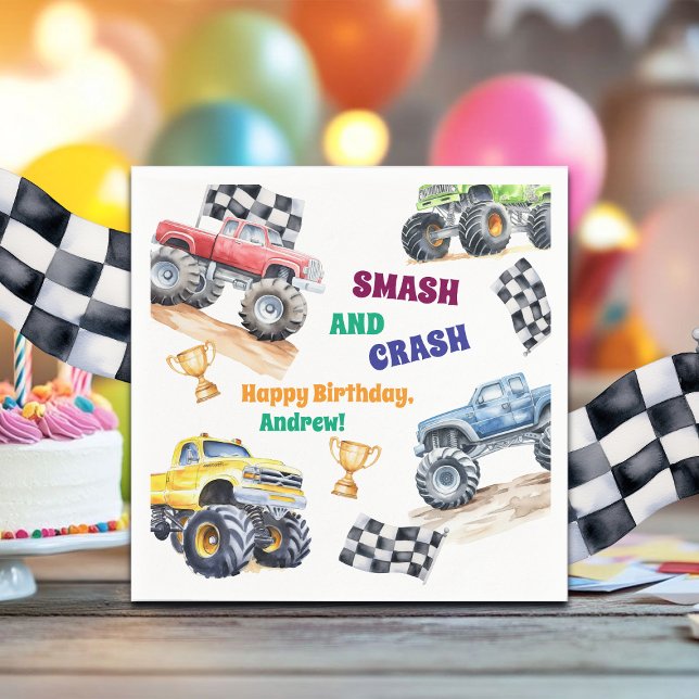 Fun Monster Trucks Birthday Party Napkins (Creator Uploaded)