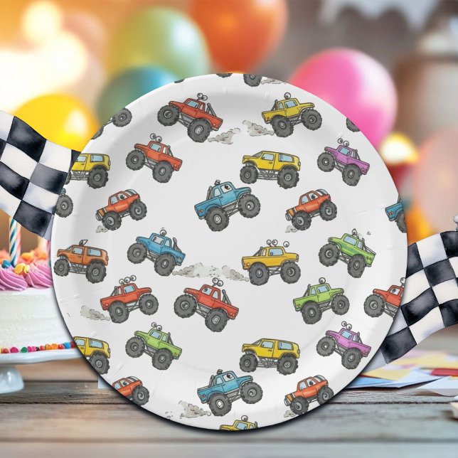 Fun Monster Trucks Birthday Party  Paper Plates (Creator Uploaded)