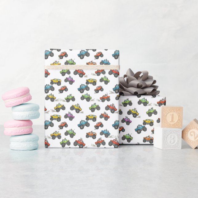Fun Monster Trucks Birthday Party  Wrapping Paper (Baby Shower)