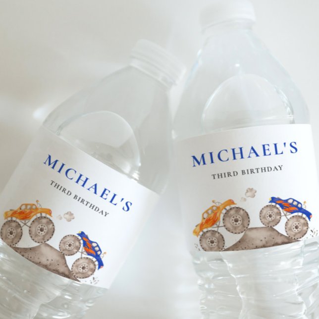 Fun Monster Trucks Water Bottle Label (Creator Uploaded)