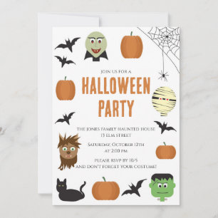 Fun Monsters Kids Halloween Party Invitation