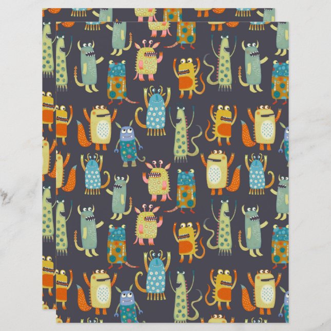 Fun Monsters Pattern (Front/Back)