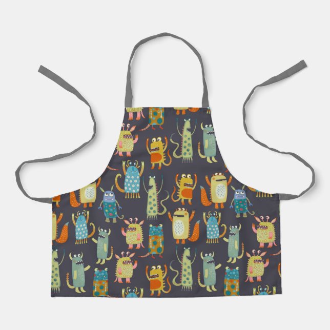 Fun Monsters Pattern Apron (Front)