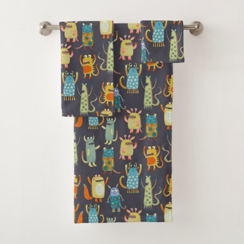 Fun Monsters Pattern Bath Towel Set