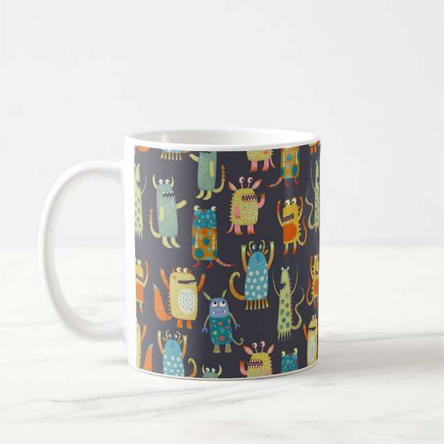 Fun Monsters Pattern Coffee Mug (Left)