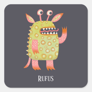 Fun Monsters Personalized Square Sticker