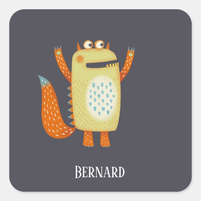 Fun Monsters Personalized Square Sticker (Front)