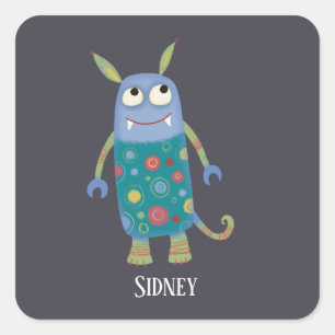 Fun Monsters Personalized Square Sticker