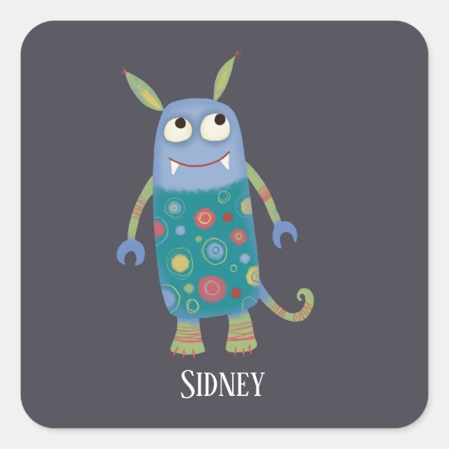 Fun Monsters Personalized Square Sticker (Front)