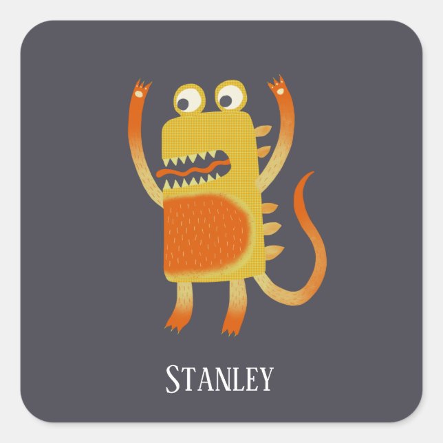 Fun Monsters Personalized Square Sticker (Front)