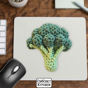 Fun Mood Boost Green Minimalist Crochet Broccoli  Mouse Pad