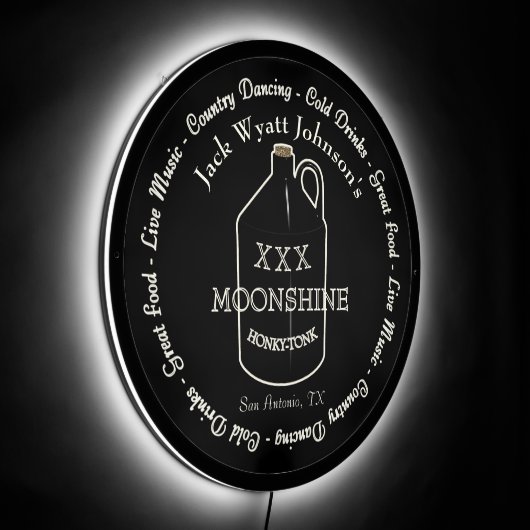 Fun Moonshine Honky-tonk Bar LED Sign (Angle)