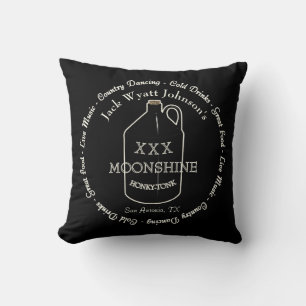 Fun Moonshine Honky-tonk Bar Throw Pillows