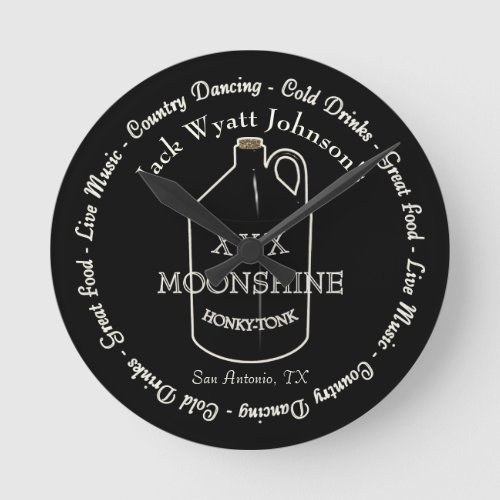 Fun Moonshine Honky_tonk Bar Wall Clock