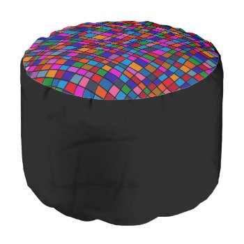 Fun Mosaic Tiles Stained Glass Look Colorful Pouf by MHDesignStudio at Zazzle