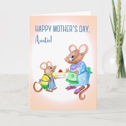 Fun Mothers Day for Auntie with Cute Mice Card