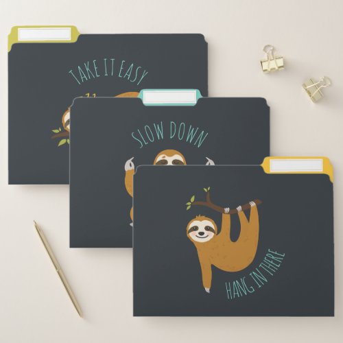 Fun Motivational Sloths  File Folder