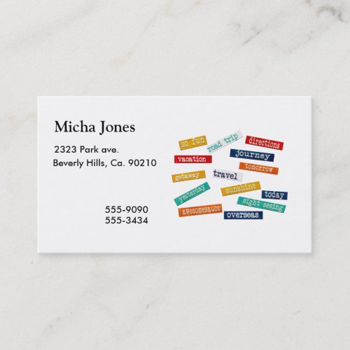 Fun Motivational Vacation Travel Words Business Card