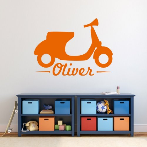 Fun Motor Scooter And Name Large Wall Decal