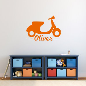 Fun Motor Scooter And Name Medium Wall Decal