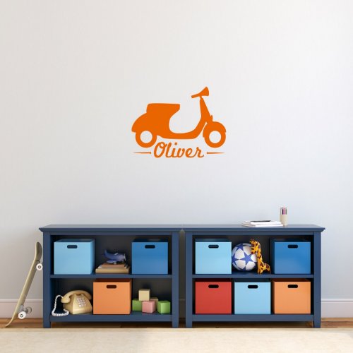 Fun Motor Scooter And Name Small Wall Decal