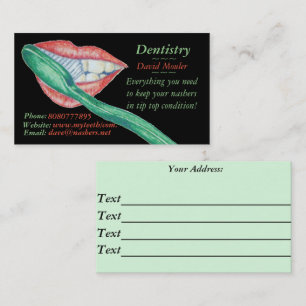 fun mouth picture for tooth hygienist and dentist business card