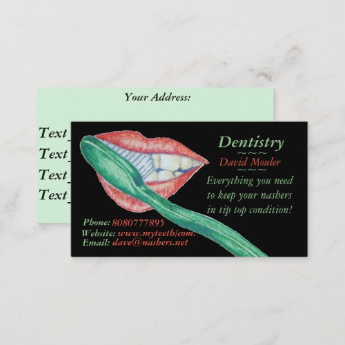 fun mouth picture for tooth hygienist and dentist  business card