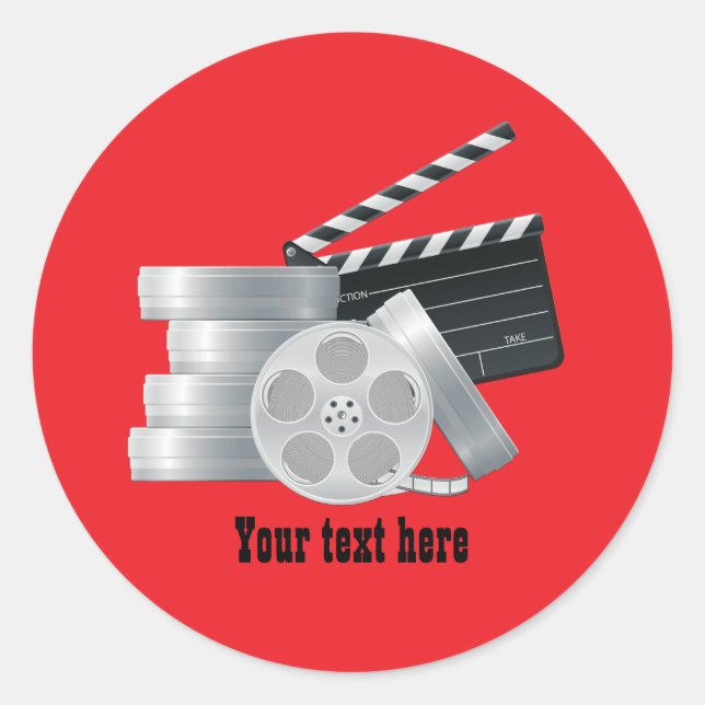 Fun movie lovers add text  classic round sticker (Front)
