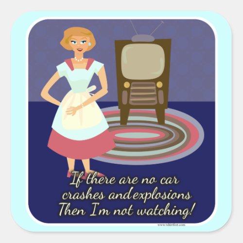 Fun Movie Loving Housewife Retro Kitsch Art Square Sticker