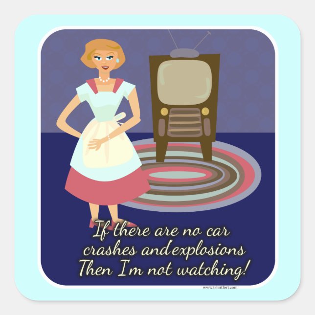 Fun Movie Loving Housewife Retro Kitsch Art Square Sticker (Front)