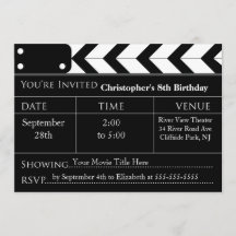 Fun Movie Night Birthday Party Invitations