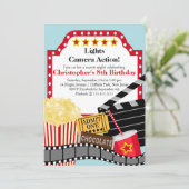 Fun Movie Night Birthday Party Invitations (Standing Front)