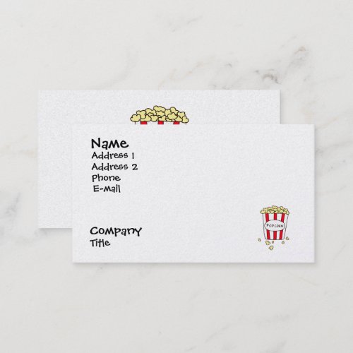 Fun Movie Theater Popcorn Diner Restaurant Business Card