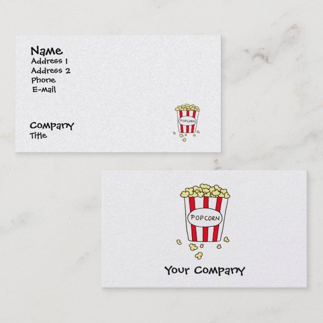 Fun Movie Theater Popcorn Diner Restaurant Business Card (Front/Back)