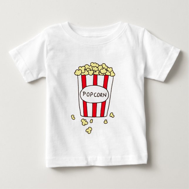 Fun Movie Theater Popcorn in Red White Bucket Baby T-Shirt (Front)