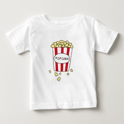 Fun Movie Theater Popcorn in Red White Bucket Baby T_Shirt
