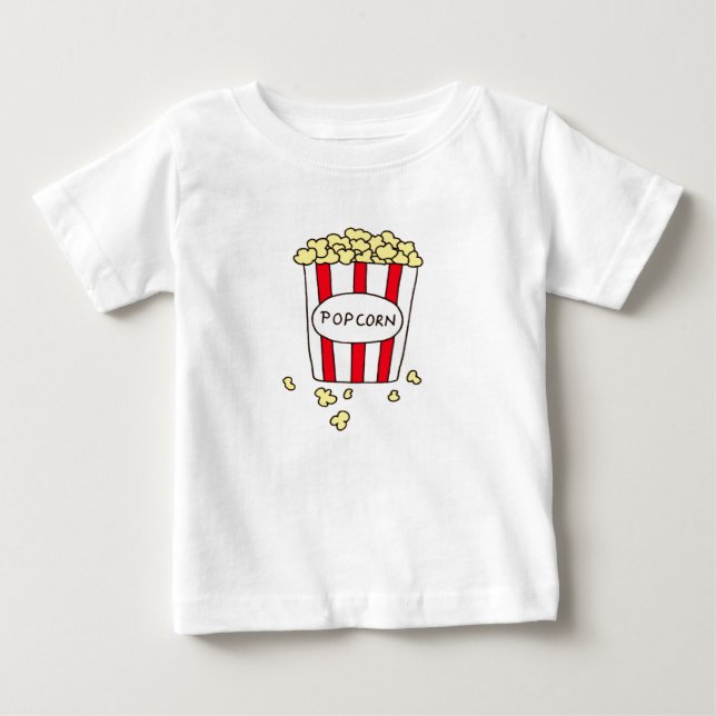 Fun Movie Theater Popcorn in Red White Bucket Baby T-Shirt (Front)