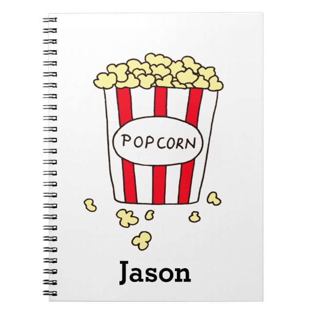 Fun Movie Theater Popcorn in Red White Bucket Notebook (Front)