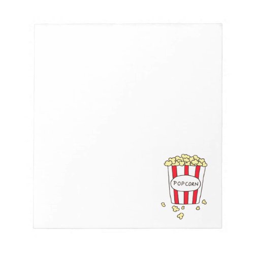 Fun Movie Theater Popcorn in Red White Bucket Notepad