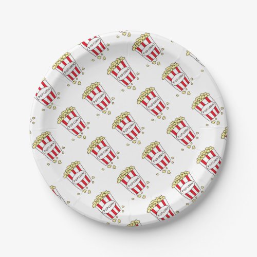 Fun Movie Theater Popcorn in Red White Bucket Paper Plates