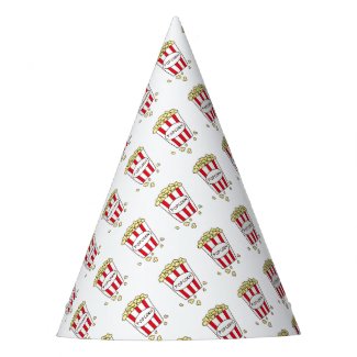 Fun Movie Theater Popcorn in Red White Bucket Party Hat