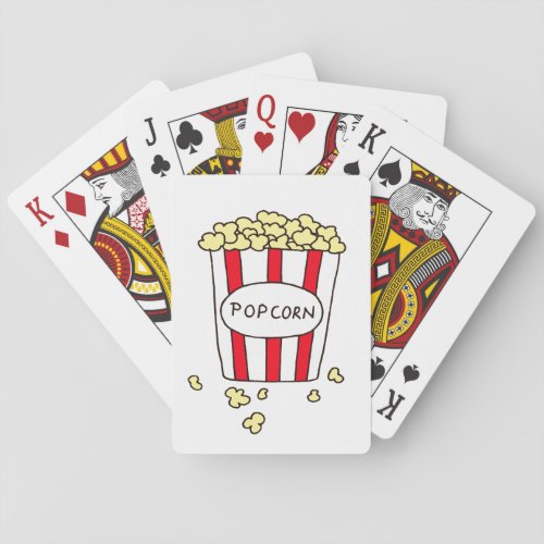 Fun Movie Theater Popcorn in Red White Bucket Playing Cards