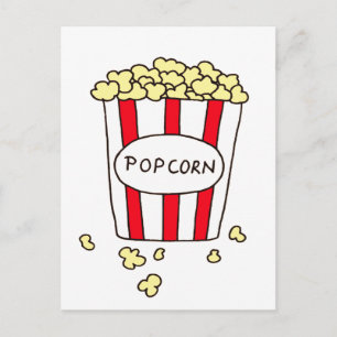 Fun Movie Theater Popcorn in Red White Bucket Postcard