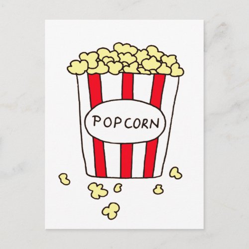 Fun Movie Theater Popcorn in Red White Bucket Postcard